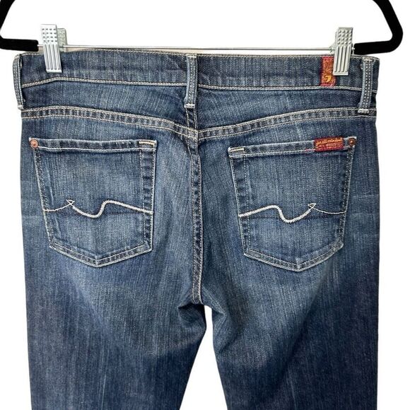 7 For All Mankind Stretch Straight Leg Jeans Blue Denim Medium Wash Size 29 - Picture 7 of 9